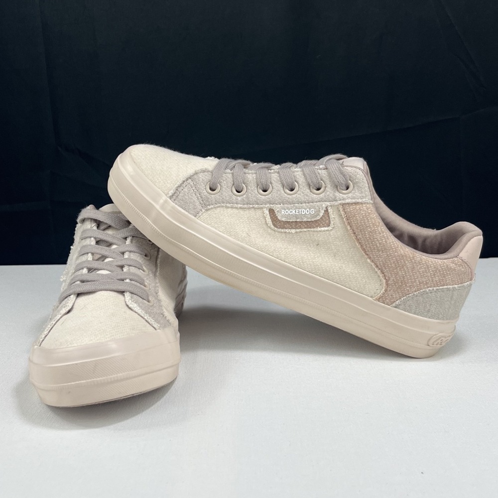 Rocket Dog Womens Multi-Pink Canvas Low Top Sneakers Comfort Casual Shoes Size 9